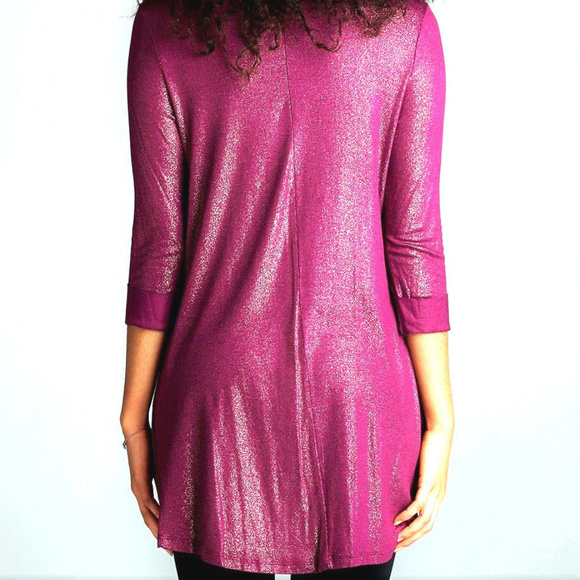 CASuAL Shiny SPARKLE GLiTTER TUNIC TOP Scoop Neck - Picture 3 of 4